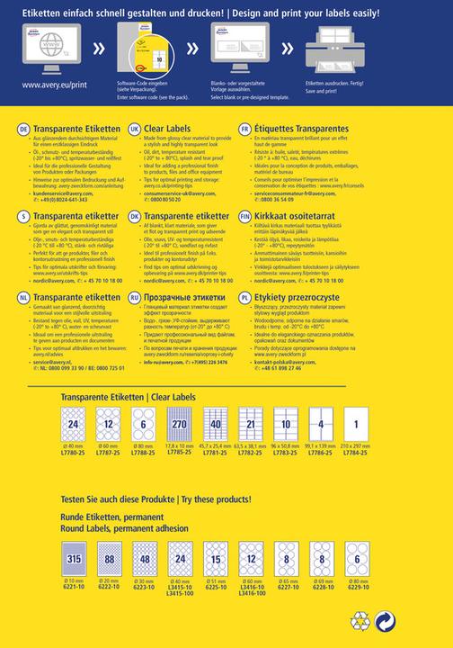 Image du produit Avery Étiquettes transparentes