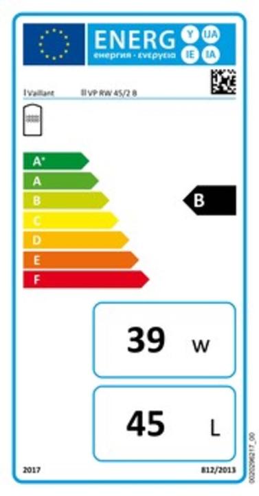 Energy Label Vaillant Buffer tank VP RW 45/2 B