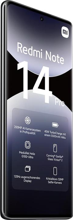 Produktbild Xiaomi Redmi Note 14 Pro (512 GB, Midnight Black, 6.67", Hybrid Dual SIM, 200 Mpx, 4G)