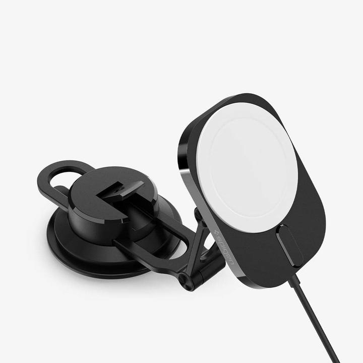 Actual product image Spigen car mount with charger ITM35W Onetap Pro 3 Magnetic Magsafe Dashboard Car Mount Wireless Char (15 W)
