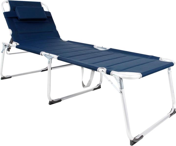 Mojawo XXL Aluminium Gartenliege Sonnenliege Dunkelblau gepolstert L200xB70cm (200 cm)