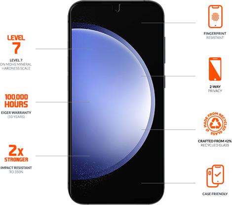 Actual product image Eiger Mountain Glass Black (1 Piece, Samsung Galaxy S24+)