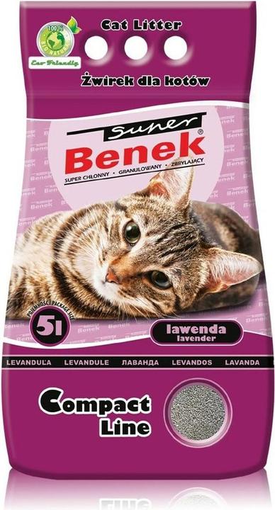 Image du produit Super Benek Certech Compact Lavande - Litière pour chats agglomérante 5 l (Absorption rapide, Parfumé, Agglomérant, 4.90 kg)