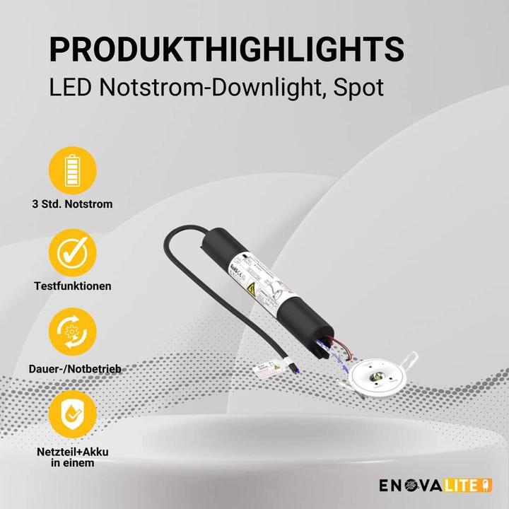 Immagine prodotto Enova ELED 200106 - Faretto di emergenza a LED da incasso alla prova. (150 lm)