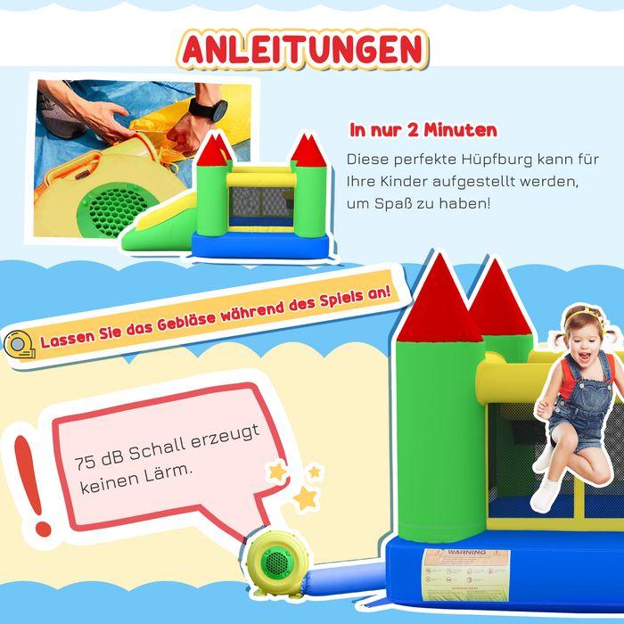 Produktbild Swisshandel24 Aufblasbare Hüpfburg, Rutsche Trampolin Sicherheitsnetz 3-10 Jahre Oxford 300x180x160cm