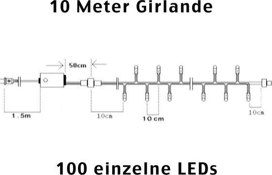Image du produit Lumina Swiss Guirlande LED Traditionnelle Kirstall-Blanc 6000K 100LED 10m (10 m)