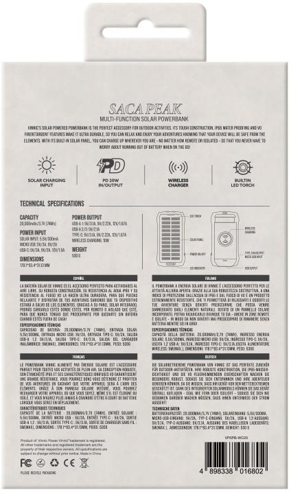 Produktbild Vinnic Solar Powerbank (20000 mAh, 20 W, 74 Wh)