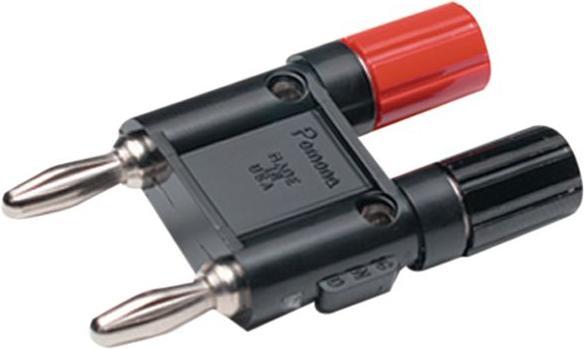 Actual product image Pomona Laboratory plug with pole screw, red/black, nickel-plated, 2.5kV, 15A