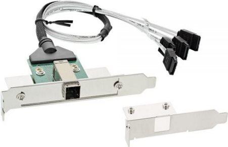Image du produit InLine ® SAS HD Slotblech PCI + 50p Centr., mit Kabel, ext. SFF-8644 auf int. 4x SATA, 0,5m