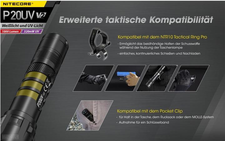 Image du produit Nitecore P20UV V2 - 1000 lumens + lumière UV (15.10 cm, 1000 lm)