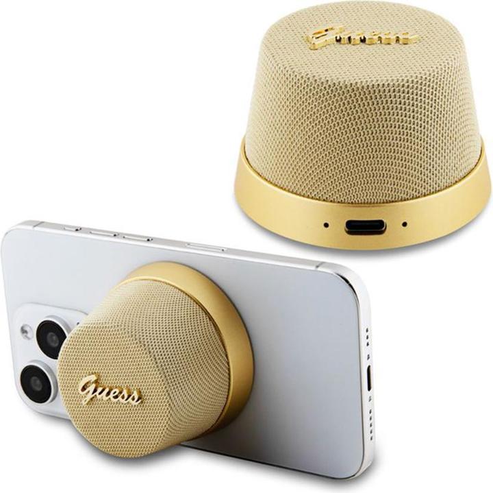 Actual product image Guess głośnik Bluetooth GUWSC3ALSMD Speaker Stand złoty/gold Magnetic Script Metal (12 h)