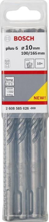 Immagine prodotto Bosch Professional Zubehör Trapano a percussione SDS plus-5, 10 x 100 x 165 mm, confezione da 10 (10 mm)