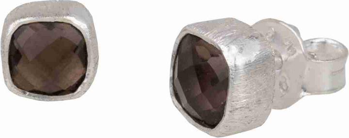 Immagine prodotto Protsaah Orecchini a perno Quadra Stone Studs Argento Quarzo Smocky (925 Argento)