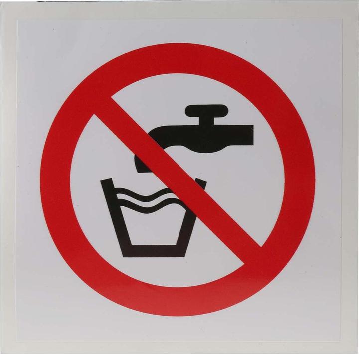 Image du produit Rs Pro Signe d'interdiction, Pas d'eau potable, autocollant, 100 mm x 100mm