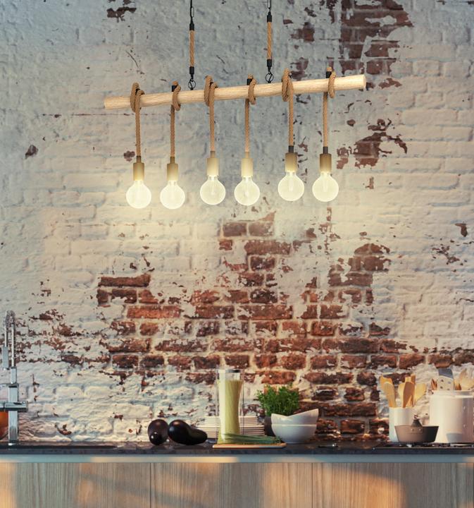 Actual product image EGLO Pendant lamp YOUNGSTOWN 6x E27, Black/Brown (E27)