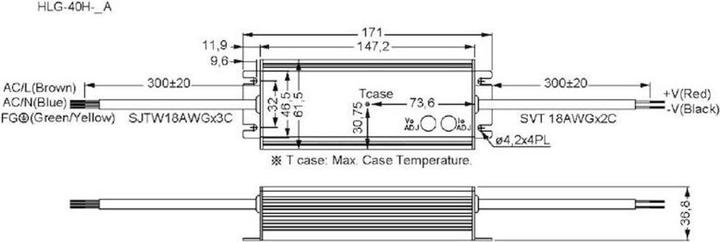 Actual product image MeanWell HLG-40H-12A LED Driver, LED-T