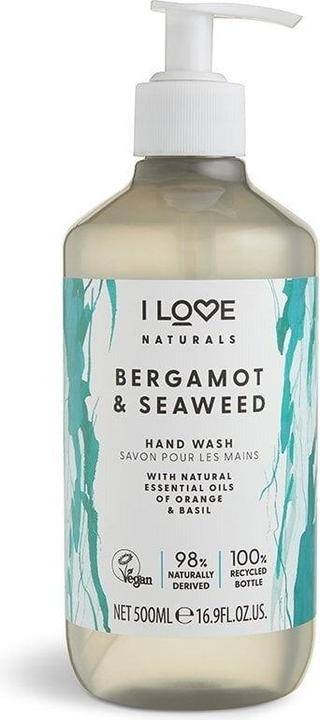 I Love Naturals Bergamotte & Meeresalgen Handwäsche mit natürlichen Ölen von Orange & Basilikum (Flüssigseife, 500 ml)