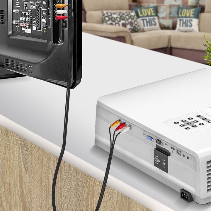 Produktbild LinQ 3x Cinch-Stecker auf 3x Cinch-Stecker Videokabel, Länge 5m - Schwarz (5 m)