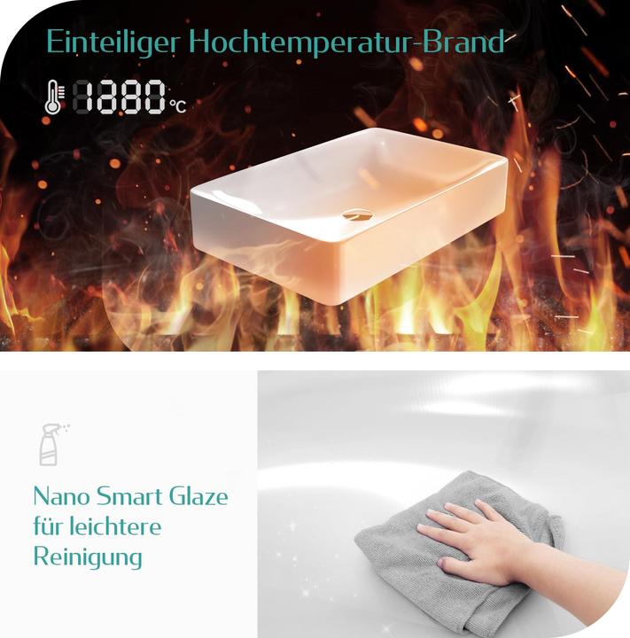 Immagine prodotto Emke Lavabo da appoggio Lavabo piccolo Lavabo rettangolare Lavabo a mano, Lavabo rettangolare (395 mm, 595 mm)