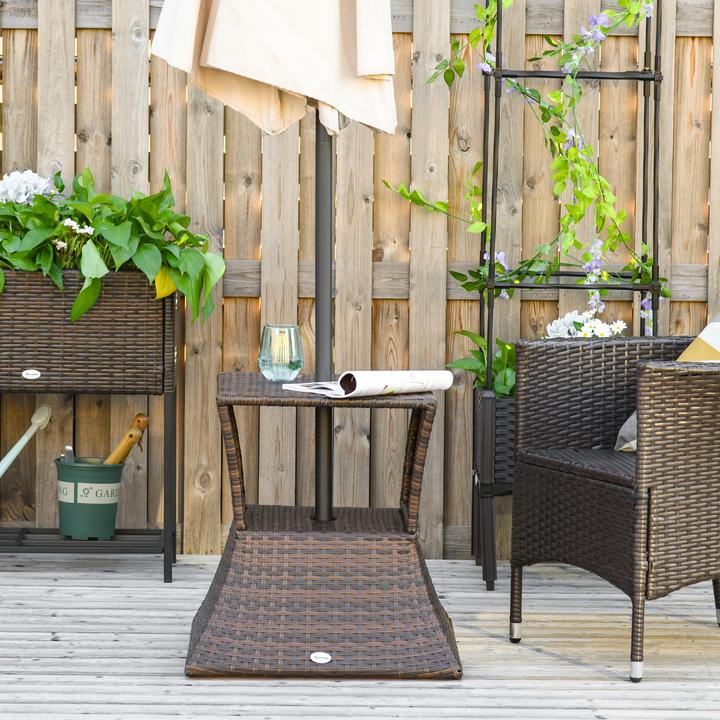 Immagine prodotto Outsunny Tavolo in rattan con foro per l'ombrello
