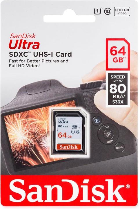 Image du produit SanDisk Ultra U1 (64 Go, SDXC, U1, UHS-I)