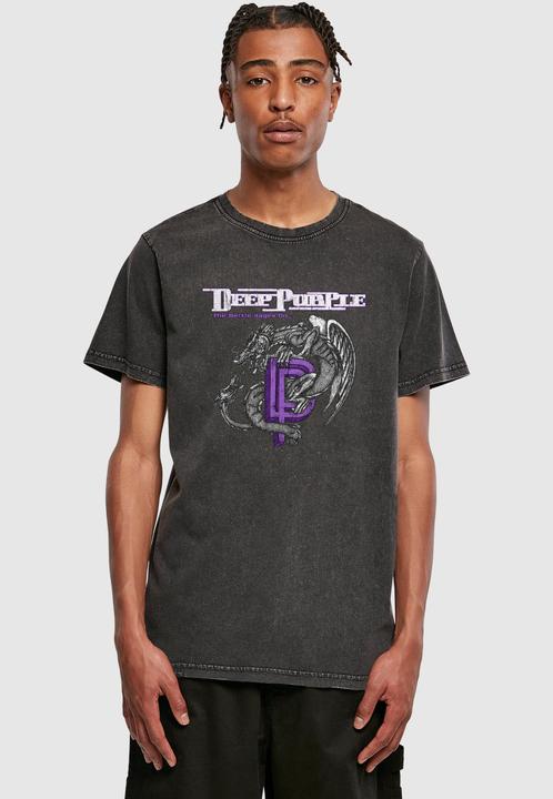 Actual product image Merchcode Deep Purple Dragon Acid Wash Tee - 182591 (L)
