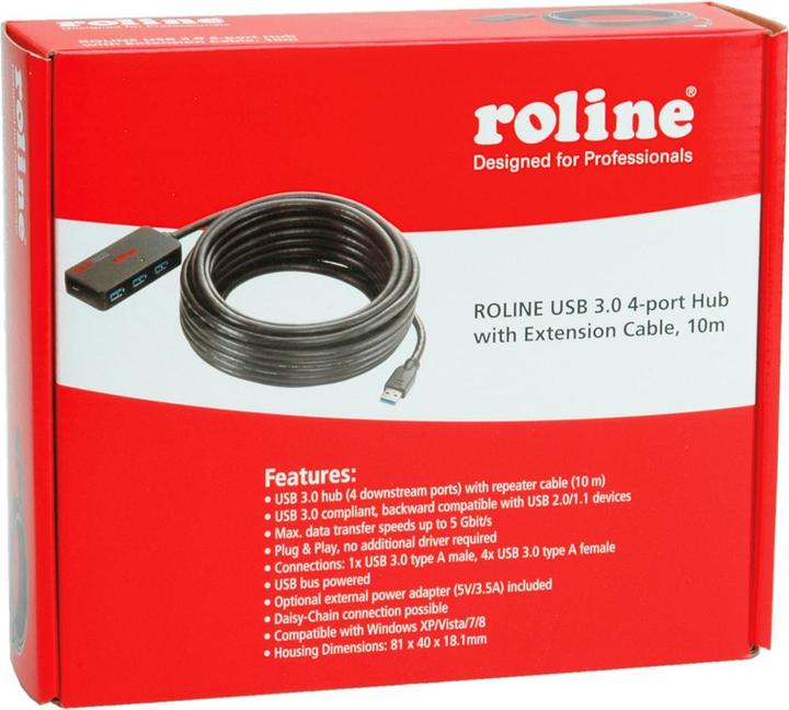 Produktbild Roline USB 3.0 4-Port Hub mit Repeater (USB-A, 4 Ports)