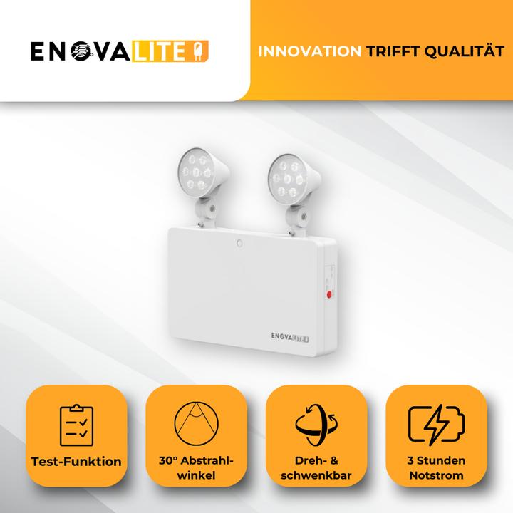Produktbild Enovalite LED-Fluchtwegleuchte, 6 W, Twin-Spot, Wandmontage