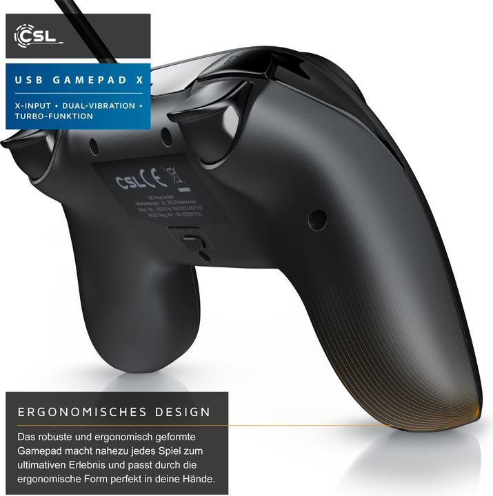 Immagine prodotto CSL Controller di gioco, Gamepad per PC e PS3, doppia vibrazione, funzione Turbo, ingresso diretto e (PS3, PC)