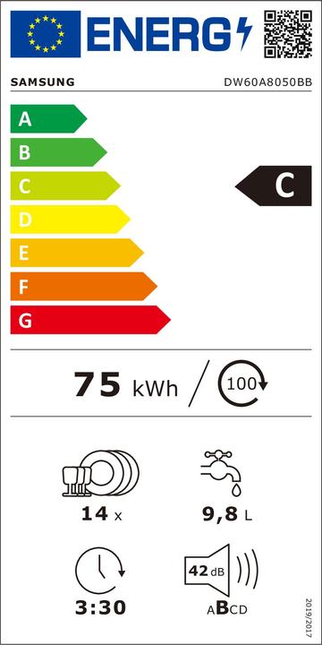 Energie-Label Samsung DW60A8050BB Einbau-Geschirrspüler