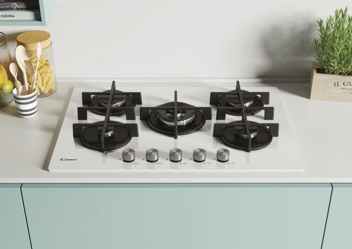 Image du produit Candy CVG74WPW Blanc encastrable 74 cm Gaz 5 cuisinière(s)