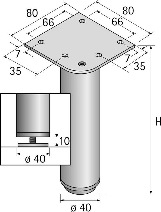 Produktbild Hettich Möbelfüsse Lano RO