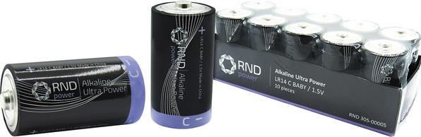 RND Primärbatterie, Alkali, C, 1.5V, Ultra Power, Packung à 10 Stück (10 Stk., C, 7500 mAh)