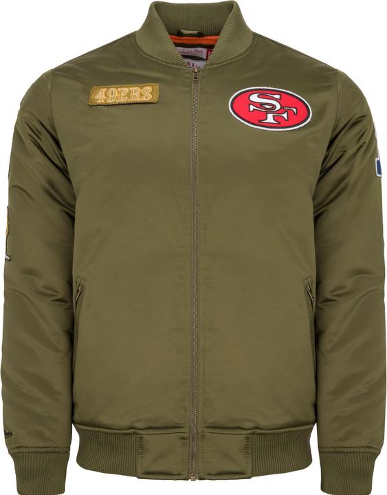 Mitchell & Ness M&N Satin Bomber Jacke - PATCHES San Francisco 49ers - XXL (XXL)