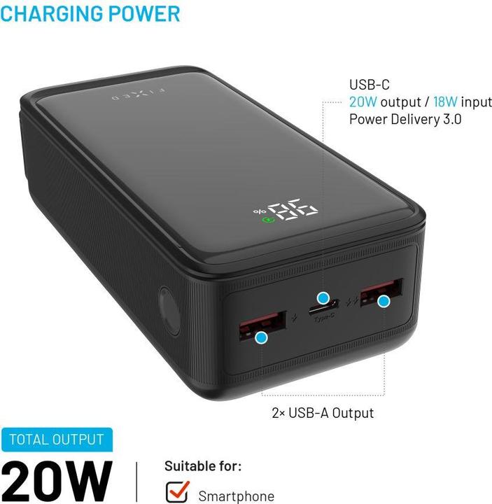 Actual product image Fixed Zen2 30, PD 20W, 30 000 mAh, black (30000 mAh, 20 W)