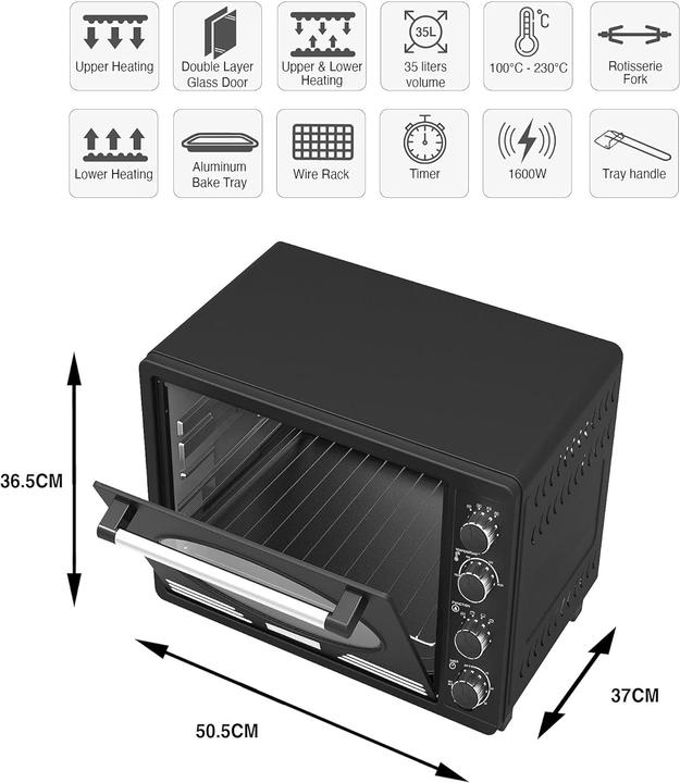 Image du produit TurboTronic By Z-Line EV35R Retro Elektrische Oven - 35 liter - Zwart