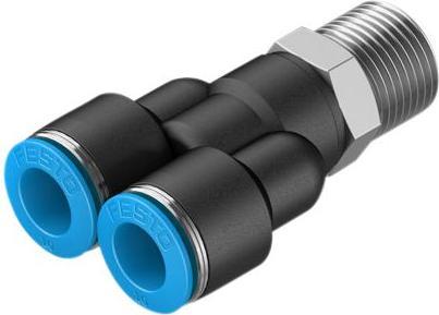 Actual product image Festo Y-fitting, compressed air, brass, 56.7mm, R3/8″, grub screw (Closing cap)