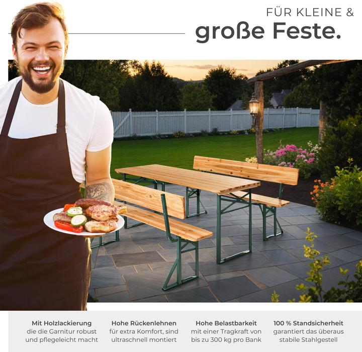 Immagine prodotto tectake Set birreria Franz II, 3 pezzi, pieghevole, con schienali (69 cm)