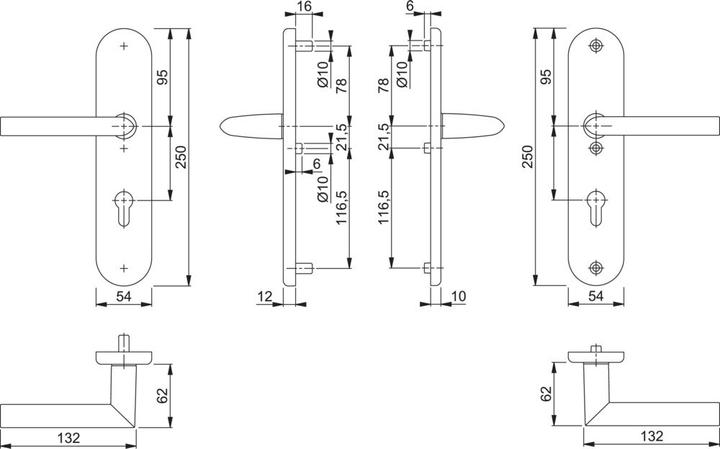 Produktbild Hoppe Schutzgarnitur Stockholm 1140/3331/3410 Aluminium F1 92 mm 67-72 mm (Türgriff)