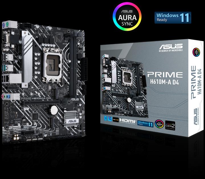 Actual product image ASUS PRIME H610M-A D4 (LGA 1700, Intel H610, mATX)
