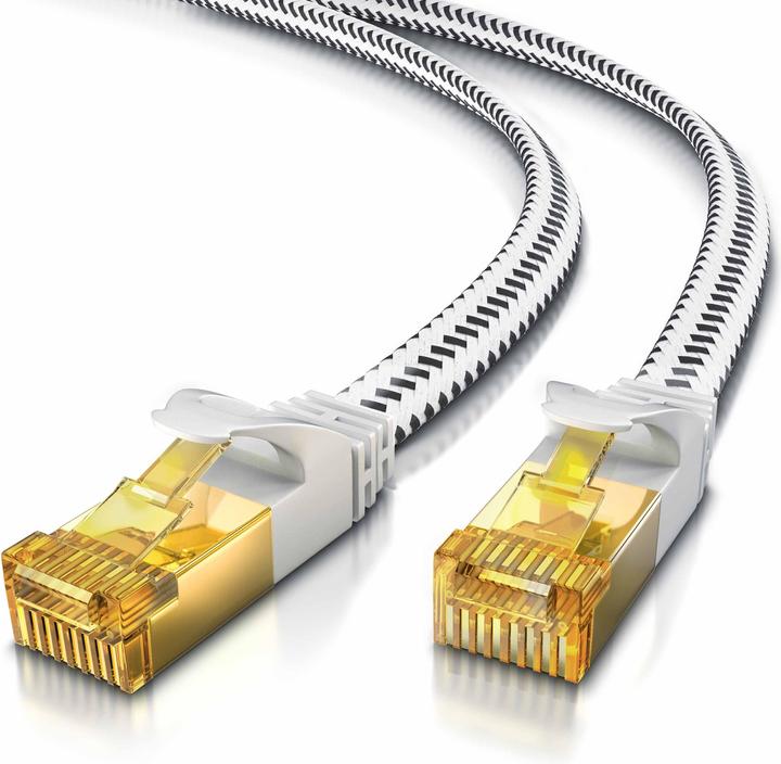 Produktbild Primewire CAT 7 Netzwerkkabel Flach Baumwollmantel - LAN Patchkabel Datenkabel - Flachbandkabel - Verlegekabel (U/FTP, CAT7, 3 m)