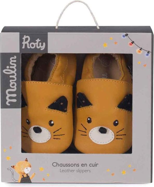 Produktbild Moulin Roty Lederschühchen gelbe Katze 18/24 Monate, Les Moustaches (18, 19, 20, 21, 22, 23, 24)