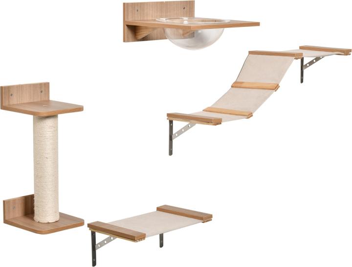 Produktbild PawHut Katzenkletterwand bestehend aus 4 Teilen (17.50 cm, Hellbraun)