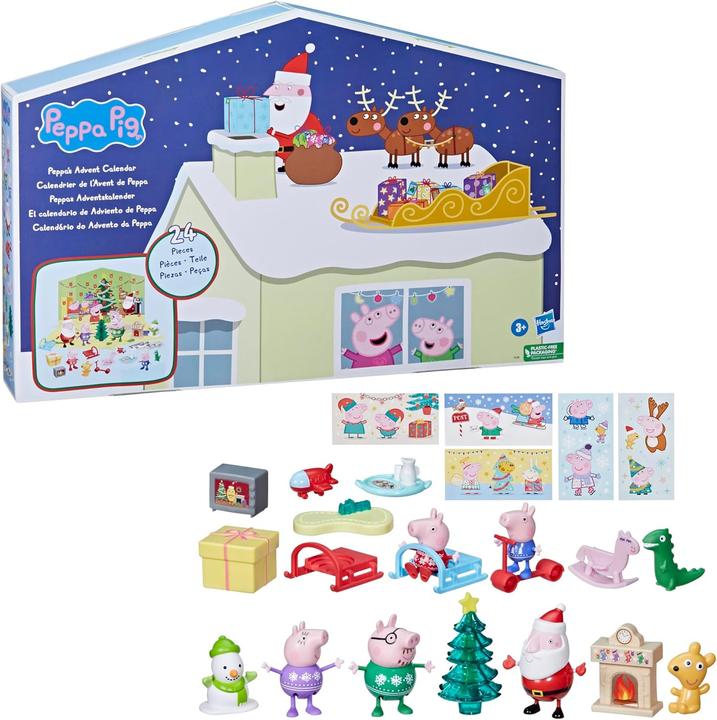 Image du produit Hasbro Calendrier de l'Avent Peppas avec 24 jouets surprises et autocollants, Jouets d'enfants