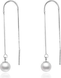 Beneto Long silver pearl earrings AGUV1980P (L)