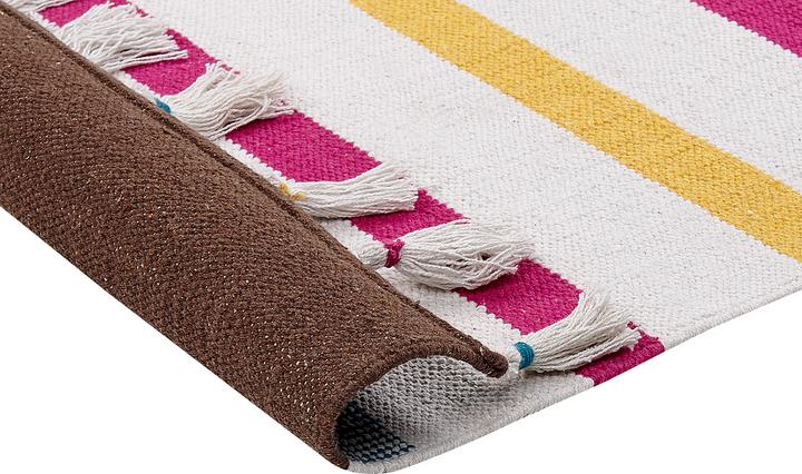 Actual product image Beliani Carpet cotton multicoloured 80 x 150 cm striped pattern short pile HISARLI (150 x 80 cm)