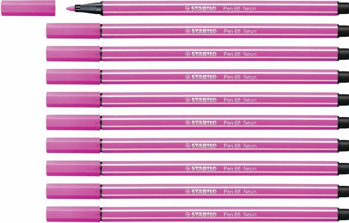 Image du produit STABILO Stylo feutre premium - Pen 68 - pack de 10 - rose fluo (Rose fluorescent, 10 x)
