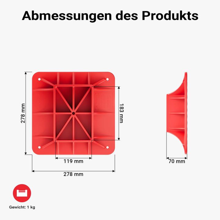Produktbild Wiltec Farm Jack Offroad Stützplatte Wagenheber 27,8x27,8x7cm Allzweckheber