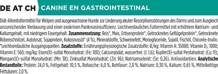 Nutritional values and ingredients Purina Ppvd Canine En Gastrointestinal Cakes 5kg (Adult, Senior, 1 pcs., 5000 g)