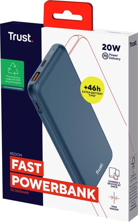 Immagine prodotto Trust REDOH 10.000 POWERBANK BLU (10000 mAh, 18 W, 37 Wh)